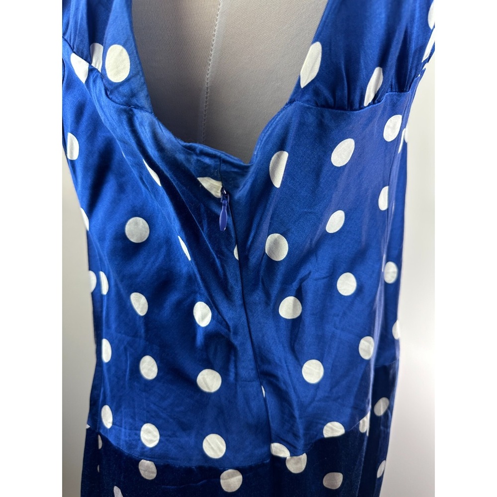Pendleton Silk Blend Drop Waist V-Neck Dress Polka Dot Blue White Size 20 Tall - Picture 7 of 16